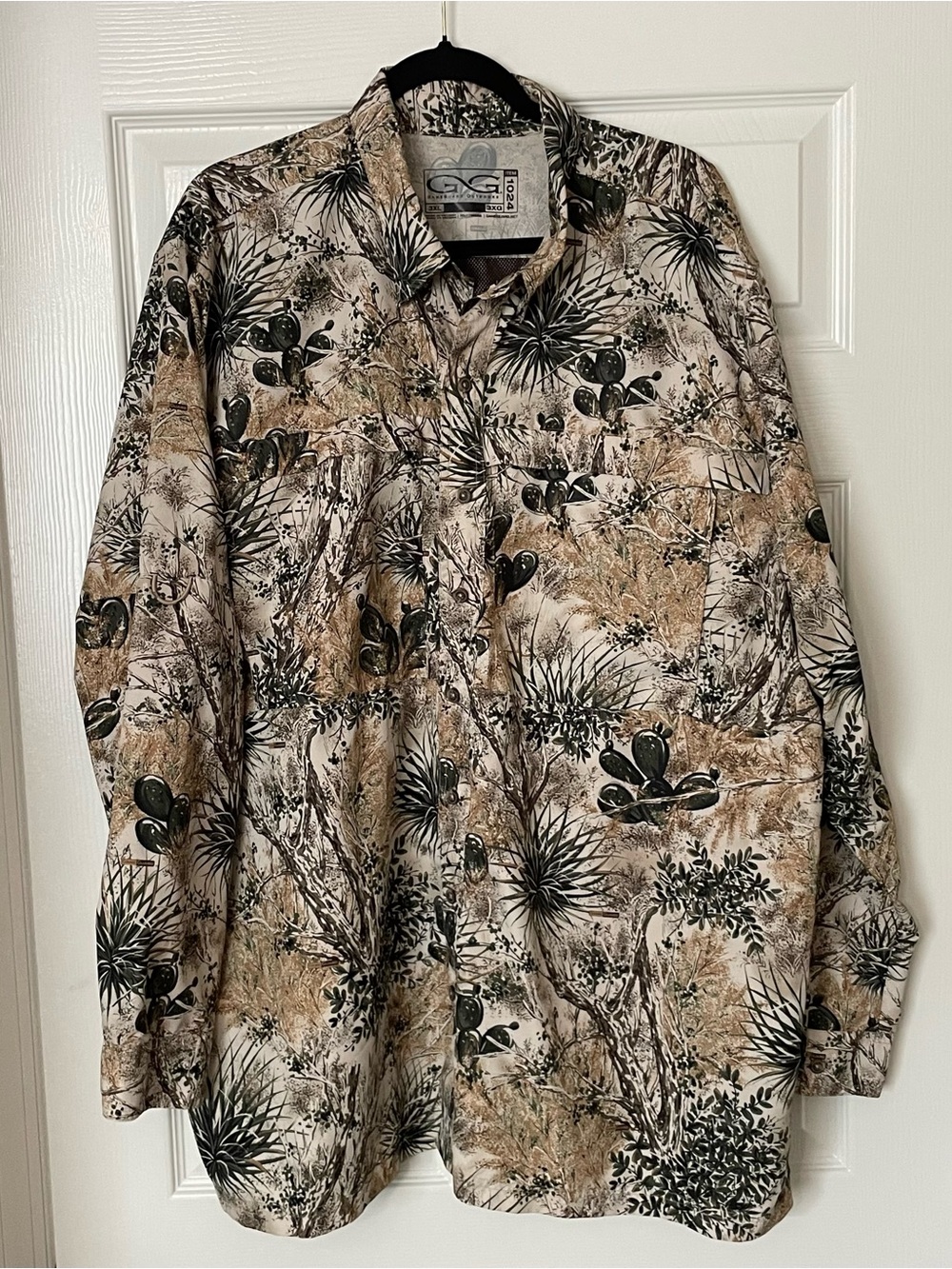 Gameguard Button-up Long Sleeve Outdoor Camo Shirt - Desert Cactus Camo Mens 3XL